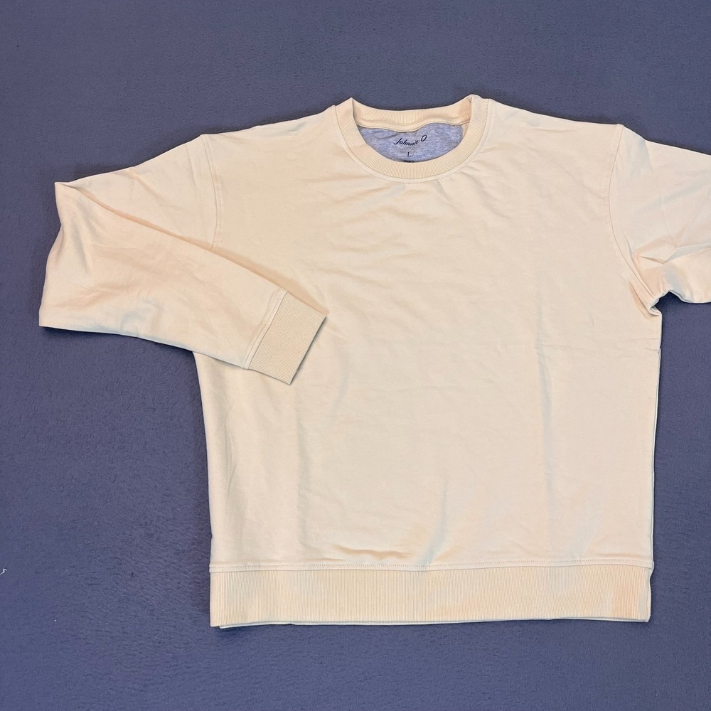 Johnnie-O Womens Lg Penny Sweatshirt Pullover Oatmeal Ivory/Yellow Cotton‎ Modal